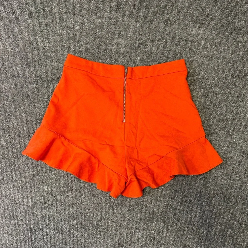 Zara Shorts Womens Size S Orange Ruffle Hem Casual Rear Zip Summer Trafaluc